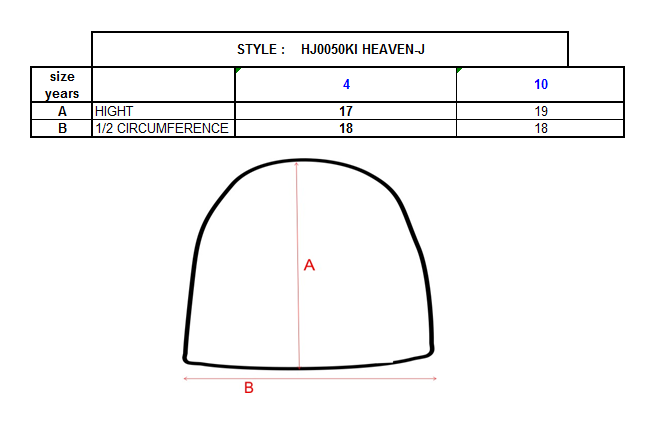 Girl´s hat KILPI HEAVEN-J – Size chart