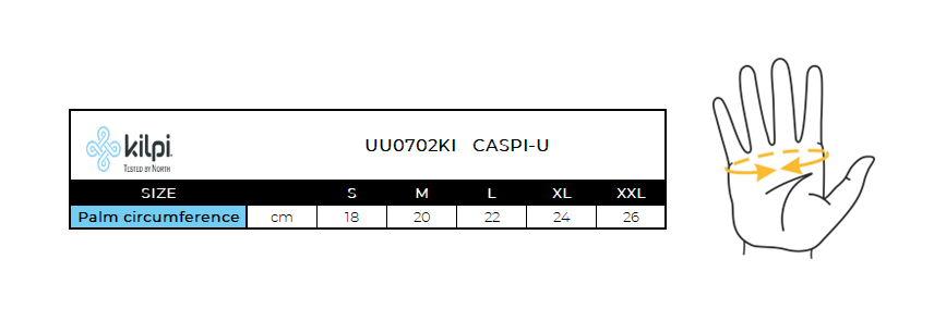 Sports gloves Kilpi CASPI-U – Size chart
