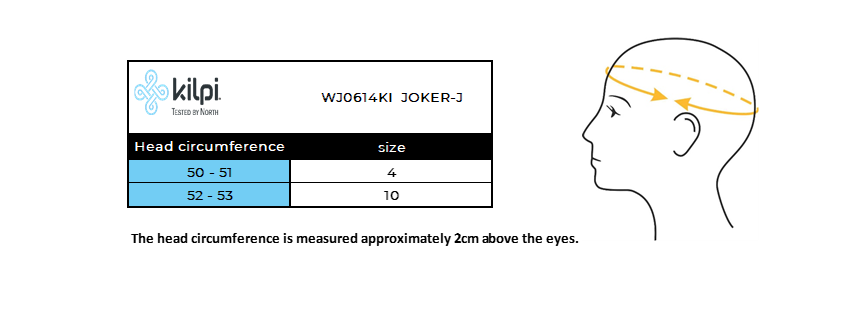 Kid´s hat Kilpi JOKER-J – Size chart
