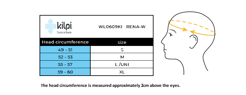 Women´s hat Kilpi RENA-W – Size chart