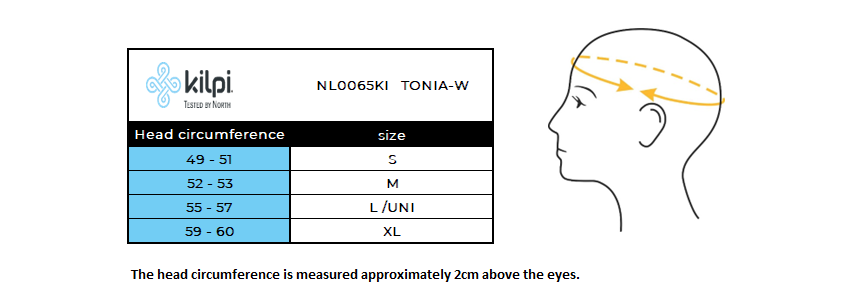 Women's winter hat KILPI TONIA-W – Size chart