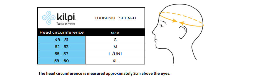 Unisex headband Kilpi SEEN-U – Size chart