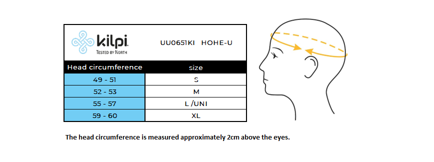 Running headband Kilip HOHE-U – Size chart