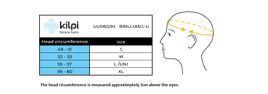 Running headband Kilip BRILLIANS-U – Size chart