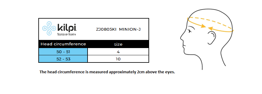 Detský nákrčník Kilpi MINION-J – Tabuľka veľkostí